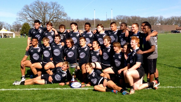 Penn Rugby Varsity side celebrating their Midwest Championship 